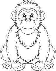 baby orangutan coloring page cute primate vector illustration © Simu Store