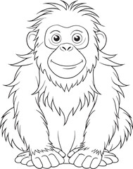 Adorable Cartoon Orangutan Coloring Page Printable Vector Illustration