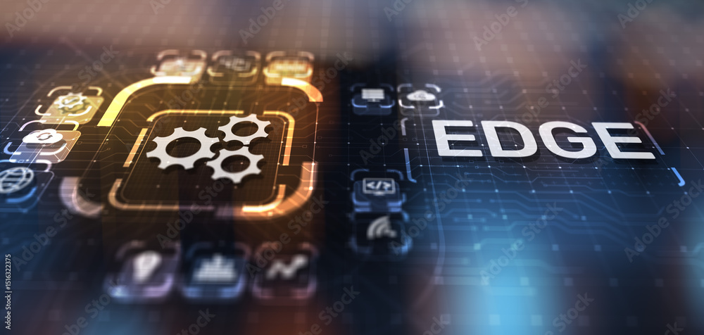Wall mural edge computing modern it technology on virtual screen concept.