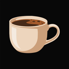 Obraz premium A steaming cup of black coffee sits isolated on a dark background, a perfect morning beverage