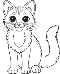 pampas cat coloring page cute pet animal design vector illustration