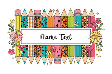 Obraz premium Colorful Pencil Frame with Name Text
