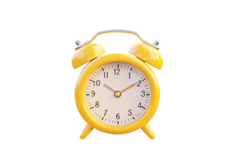 Yellow alarm clock isolated on transparent background