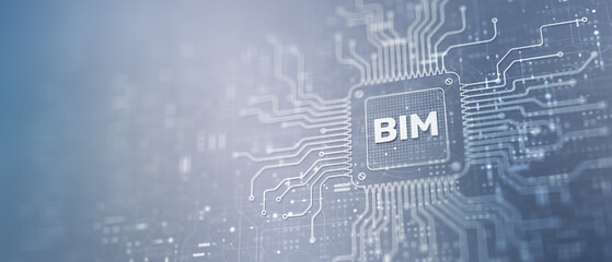 Obraz premium BIM Building Information Modeling Illustrated on a Processor.