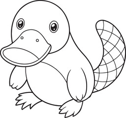 platypus cartoon drawing for kids vector illustration