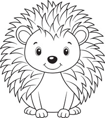 porcupine coloring page cute animal art vector illustration