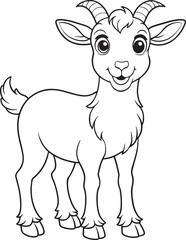 pygmy goat farm animal drawing for kids vector illustration