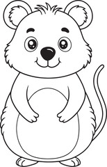quokka cartoon coloring page for kids vector illustration