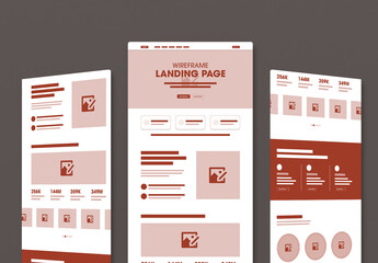 Modern Wireframe Landing Page Template UI Design Layout