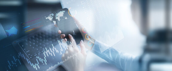 Financial Data Analysis and Market Performance Visualization Business and Finance concept.