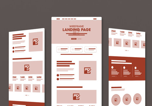 Modern Wireframe Landing Page Template UI Design Layout