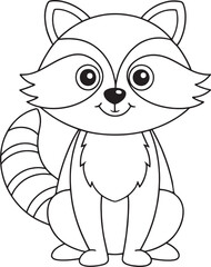 raccoon coloring page animal art for kids vector illustration