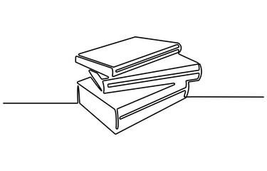 Continuous one line drawing of book opening vector graphic illustration