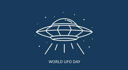UFO icon for World UFO Day on dark background