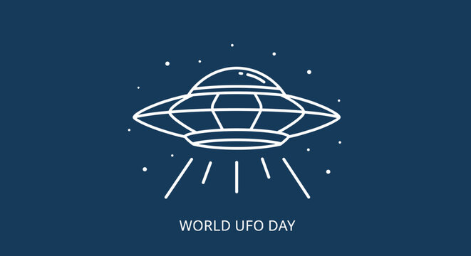 UFO icon for World UFO Day on dark background - Powered by Adobe