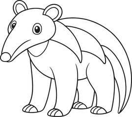 Cute Tapir Coloring Page Printable Animal Vector Illustration