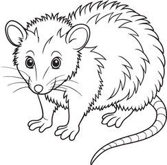 virginia opossum coloring page cute animal art vector illustration