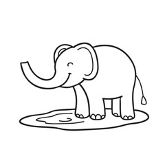 Obraz premium A trunk of an elephant extended over a puddle