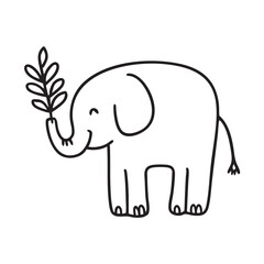 Fototapeta premium A leafy branch held by an elephant trunk