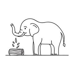 Fototapeta premium A trunk of an elephant lifting a small log