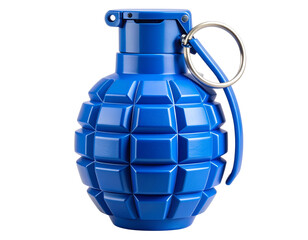Training Hand Grenade in Blue Color with Markings, Front View, isolated on a transparent background