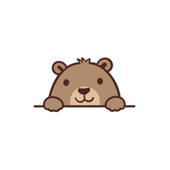 Cute Curious Capybara Cartoon Character Hiding while Peeking