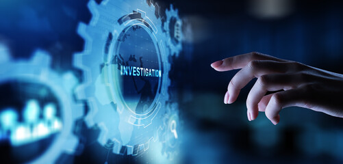 Investigation inspection audit business concept on virtual screen.