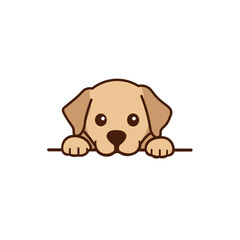 Cute Labrador Dog Animal Cartoon Character Is Peeking With Happy Expression