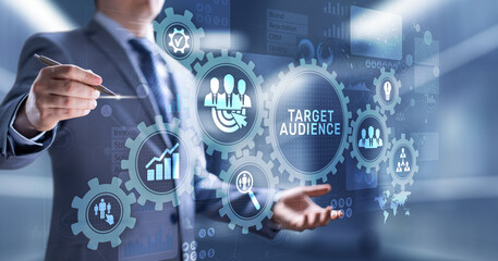 Target audience customer segmentation marketing strategy concept on virtual screen.