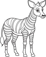 okapi coloring page cute animal printable vector illustration