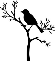 silhouette of a bird on a branch