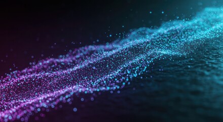 Dynamic neural network with glowing nodes and data flow, ideal for AI, big data, or cybersecurity presentations. Futuristic tech backdrop.