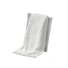 Naklejka premium A cozy, soft white blanket elegantly draped over a chair, creating a warm and inviting atmosphere in a modern living space.