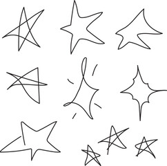 Hand Drawn Star Outline Icons Set
