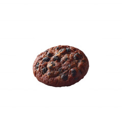Fototapeta premium A delicious chocolate chip cookie with a golden-brown crust and gooey chocolate chunks, perfect for dessert or a snack, isolated on a white background.