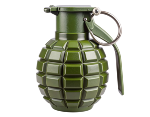 Classic Fragmentation Grenade with Safety Pin and Lever, isolated on a transparent background