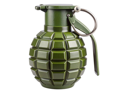 Classic Fragmentation Grenade with Safety Pin and Lever, isolated on a transparent background