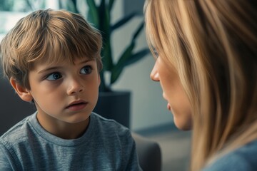 Obraz premium Mother and son looking at each other