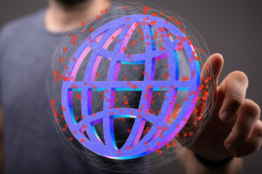 Connecting the world.  High-tech global network, data, digital communication concept.