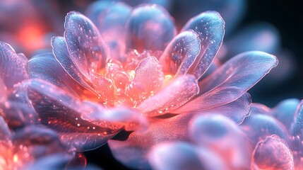 Ethereal blossom with luminous accents, a celebration of surreal botanical art
