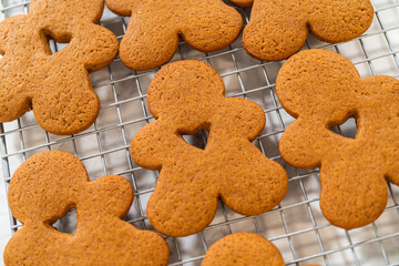 Preparing and Baking Classic Gingerbread Cookies in Gingerbread Man Shapes