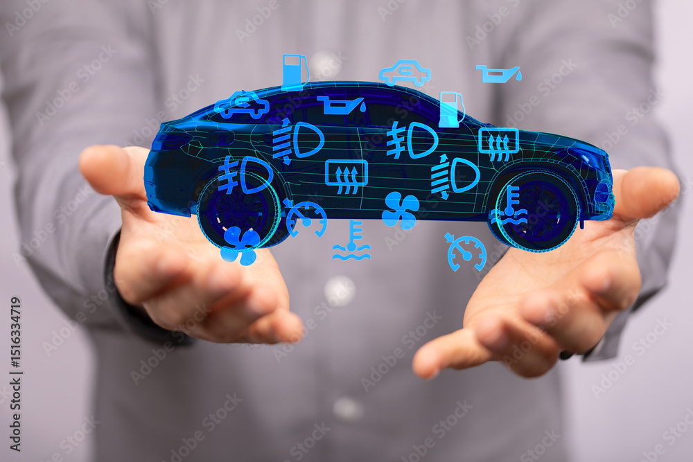 Poster Learn to interpret car dashboard warning lights and ensure your vehicle's optimal performance.