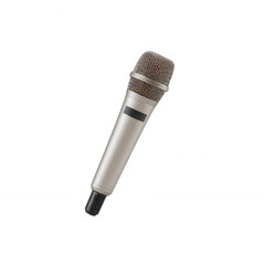 A professional microphone with a shiny silver finish, designed for crystal-clear sound quality