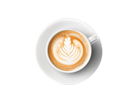 Ariel view of cup of cappuccino