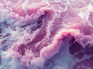 Dreamy seascape in shades of pink capturing the ocean's powerful movement
