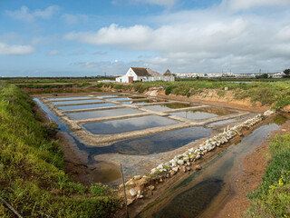 Traditional salt flat basins and outbuilding in Algarve