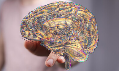 Abstract image of a human brain, showcasing intricate neural pathways and connections.