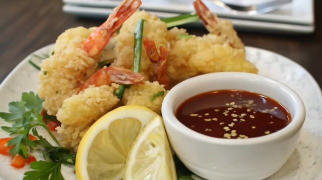 Tempura is a light fried food that usually consists of vegetables or seafood coated with the dough and fried until crispy.