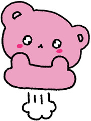 점프하는 귀여운 곰돌이 캐릭터 손그림 스티커