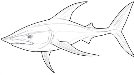 Fototapeta premium Side view of a shark drawing